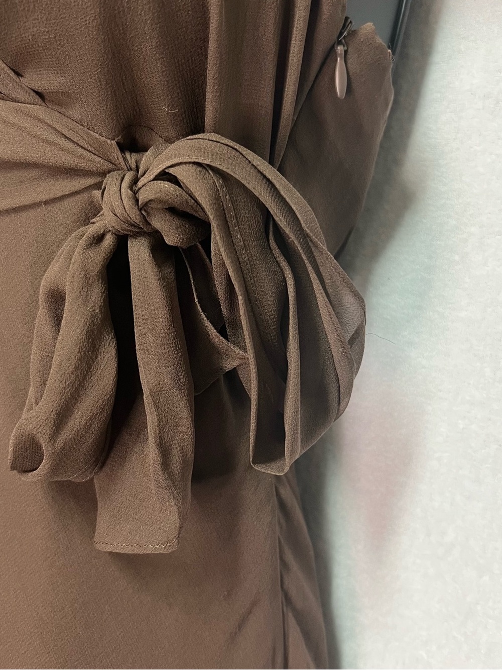 BCBG Max Azria Brown Silk Halter Dress Fairy Boho Whimsigoth Y2K Midi Asym Hem - Picture 2 of 6